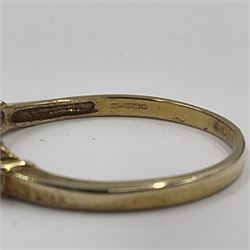 9ct gold seven stone fire opal wishbone ring, hallmarked 