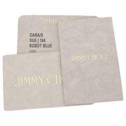 Jimmy Choo 'Cara Sue 164' handbag, with pleated suede body in 'Robot Blue' colourway, with gold tone chain shoulder strap and bow clasp, the leather interior with slip pocket, in Jimmy Choo dust bag with certificate of authenticity, H16cm, w18cm