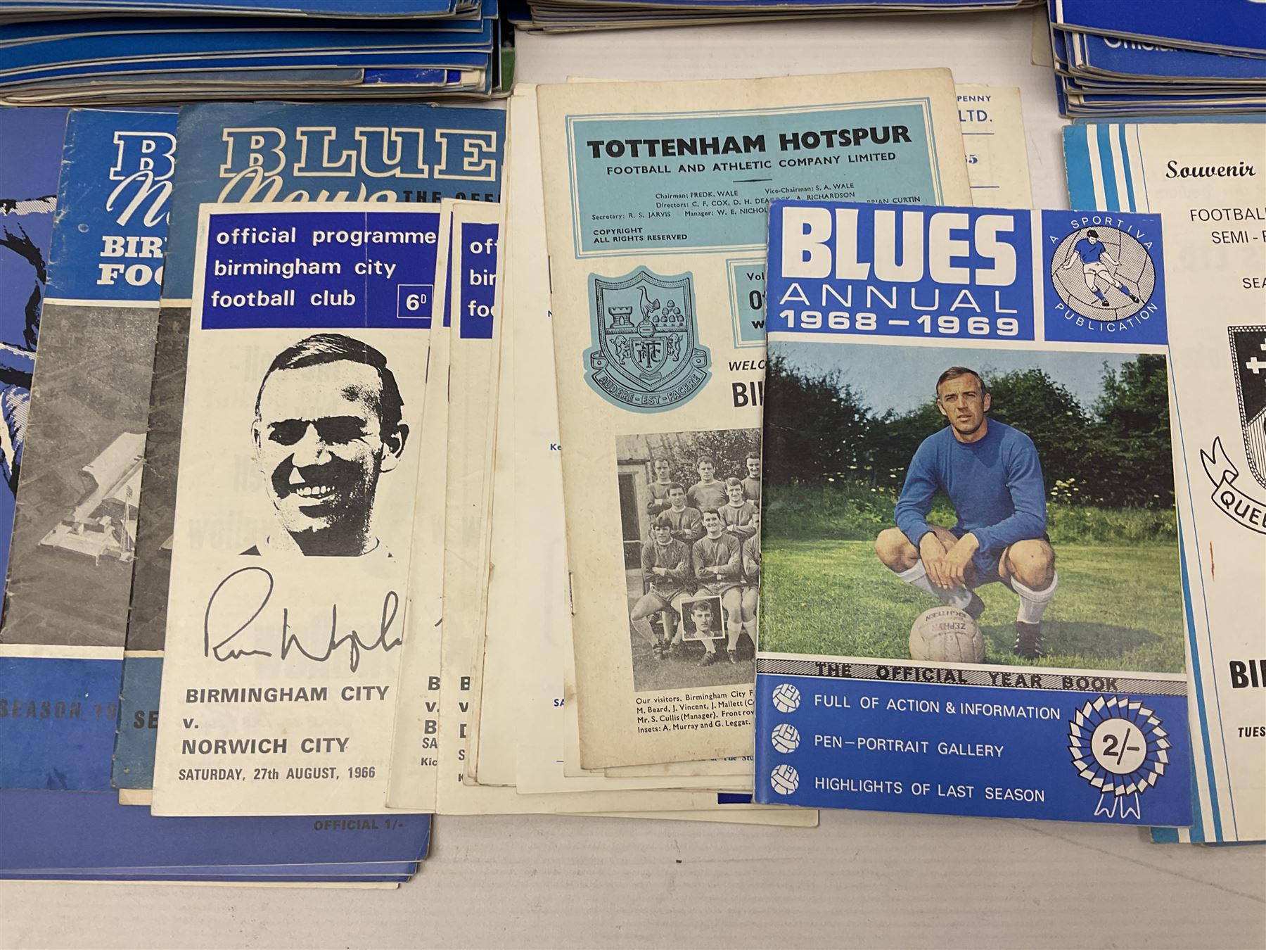 1931 F.A. Cup Final Birmingham City printed silk handkerchief, quantity of Birmingham City football programmes, and Tufty Club silk handkerchief