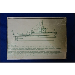  Radio Controlled 1:48 scale model of the1950's Royal Navy Tug 'Confiance' c1951, with  battery and transmitter, L98cm  