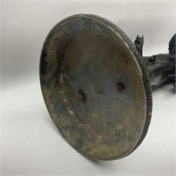 Bronzed classical nude male figure, upon a stepped circular base, H61cm 