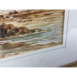 Evyleen Bishop (British early 20th century): Cliffs near Flamborough, watercolour signed 25cm x 35cm; M Grainger (British early 20th century): Beached Ship on Scarborough North Bay, watercolour signed and dated 1911, 15cm x 25cm (2)