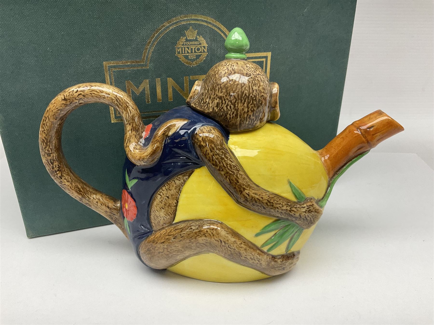 Minton Archive collection monkey teapot, limited edition 1690/1793, with certificate and original box