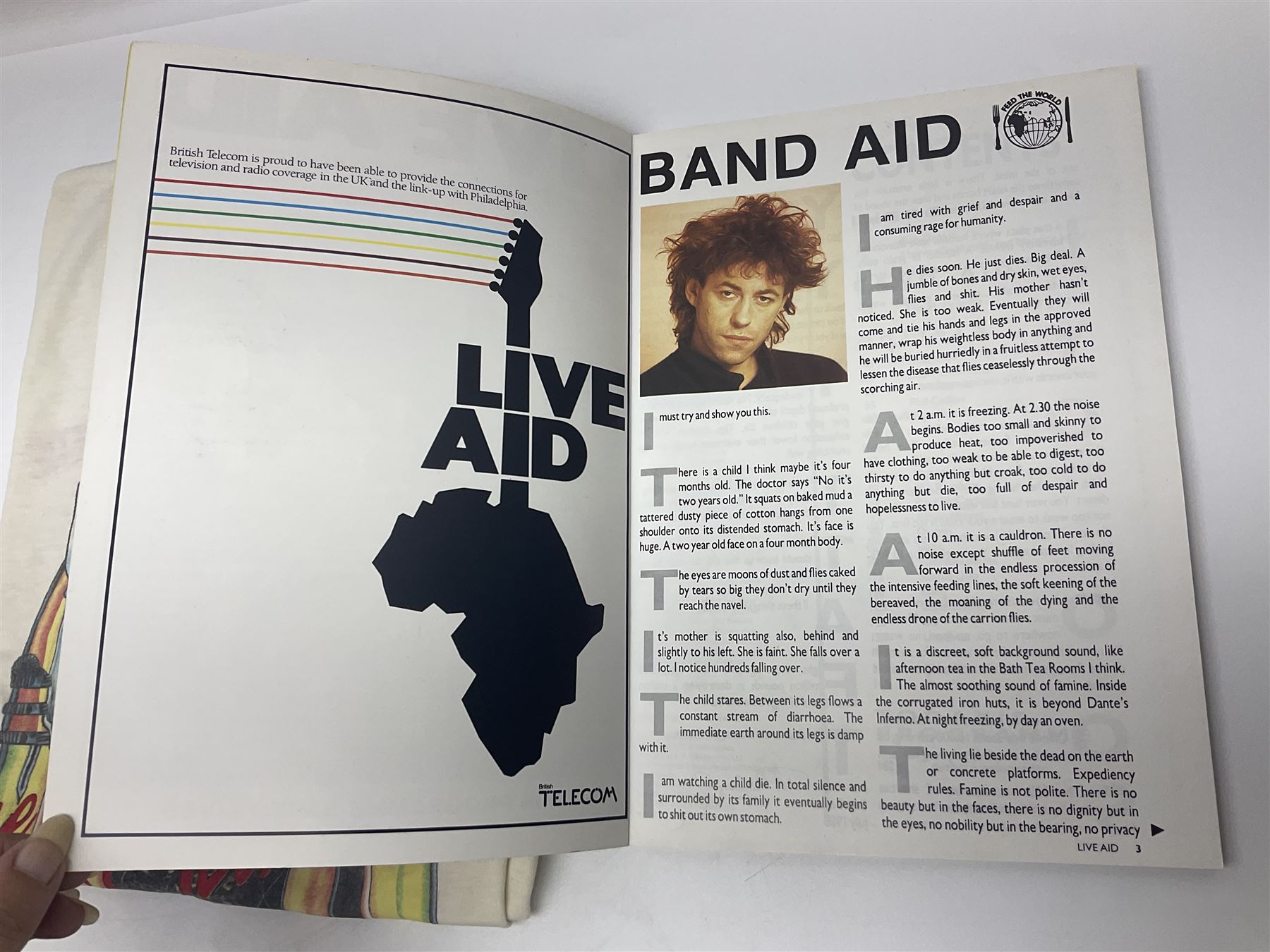 Live Aid memorabilia 13th July 1985 Wembley Stadium - Official Programme with ticket; and The Global Juke Box T-shirt