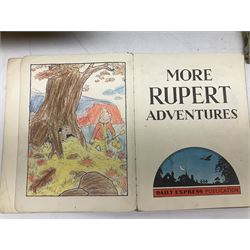 Collection of Vintage children's annuals, to include a number of Rupert the Bear examples dating from the 1940's, comprising 'The New Rupert Book' 1947, 'More Adventures of Rupert' 1947, 'A New Rupert Book' 1945, 'Rupert In More Adventures' 1944,  'More Rupert Adventures' 1943 and two examples of 'The Rupert Book' dated 1941 and 1948