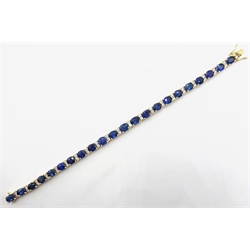  18ct gold oval sapphire and diamond bracelet stamped 750  