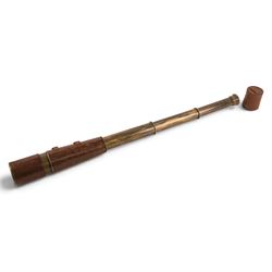 Early 20th century leather-bound three draw brass telescope by Broadhurst Clarkson & Co, 6...