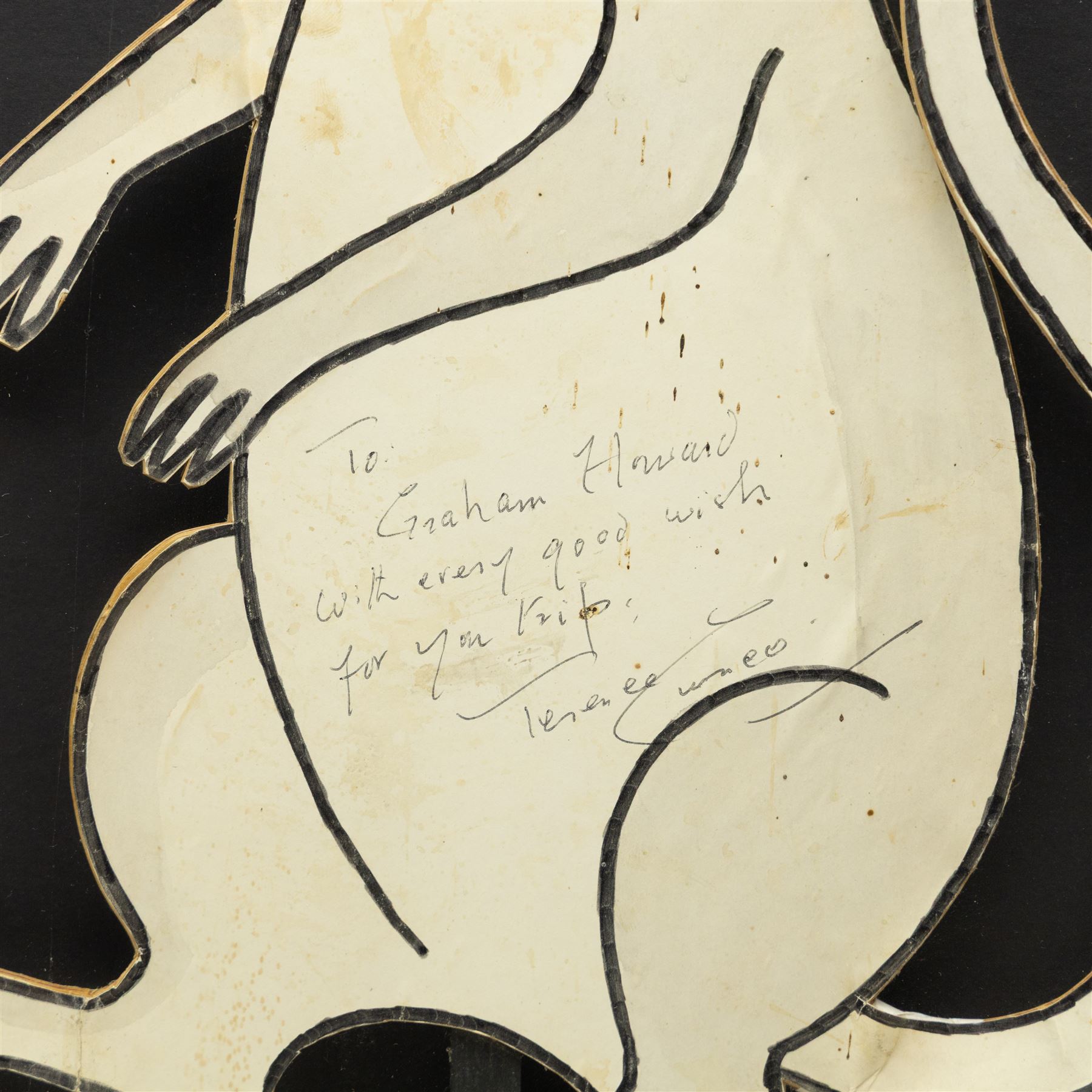 Terence Cuneo (British 1907-1996): Mouse, ink and wash on paper inscribed and signed, on backing 48cm x 30cm; together with a framed collection of associated ephemera, including photographs, press cuttings, competition flyer, Pullman luncheon tickets and menu, documenting the event and prizewinner’s excursion
Notes: the mouse is the original artwork affixed to the locomotive for the 1985 British Rail Marylebone Mouse Hunt, as pictured in the photograph