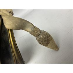 Victorian British Army officer's sword by Hobson & Sons Little Windmill Street London, the 82cm fullered steel blade etched with crowned Victoria cypher and 'HM 1st West York R.V.', lined gilded brass three-bar hilt incorporating Victoria cypher and wire-bound fish skin grip with plaited knot; in steel scabbard with two hanging rings L99cm overall