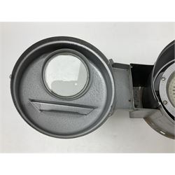 Ship's lifeboat gimble compass in binnacle, with plaque 'Bergen Nautik Instrumentfabrikk ..... Norway. Type BN25COL No.770559' 