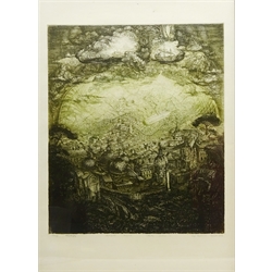  Barbara Rosiak (Polish 1955-): 'Wizja Atlantydy', limited edition etching signed titled and dated 1979 in pencil 66cm x 47cm Provenance: from the collection of the late Brian Hill of Bridlington,   