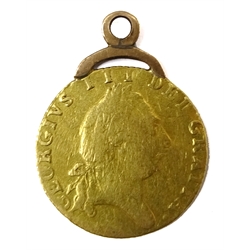  George III gold half 'spade' Guinea on pendant mount  