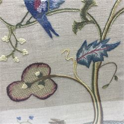 Tapestry fire screen depicting a landscape, with barley twist legs, H72cm