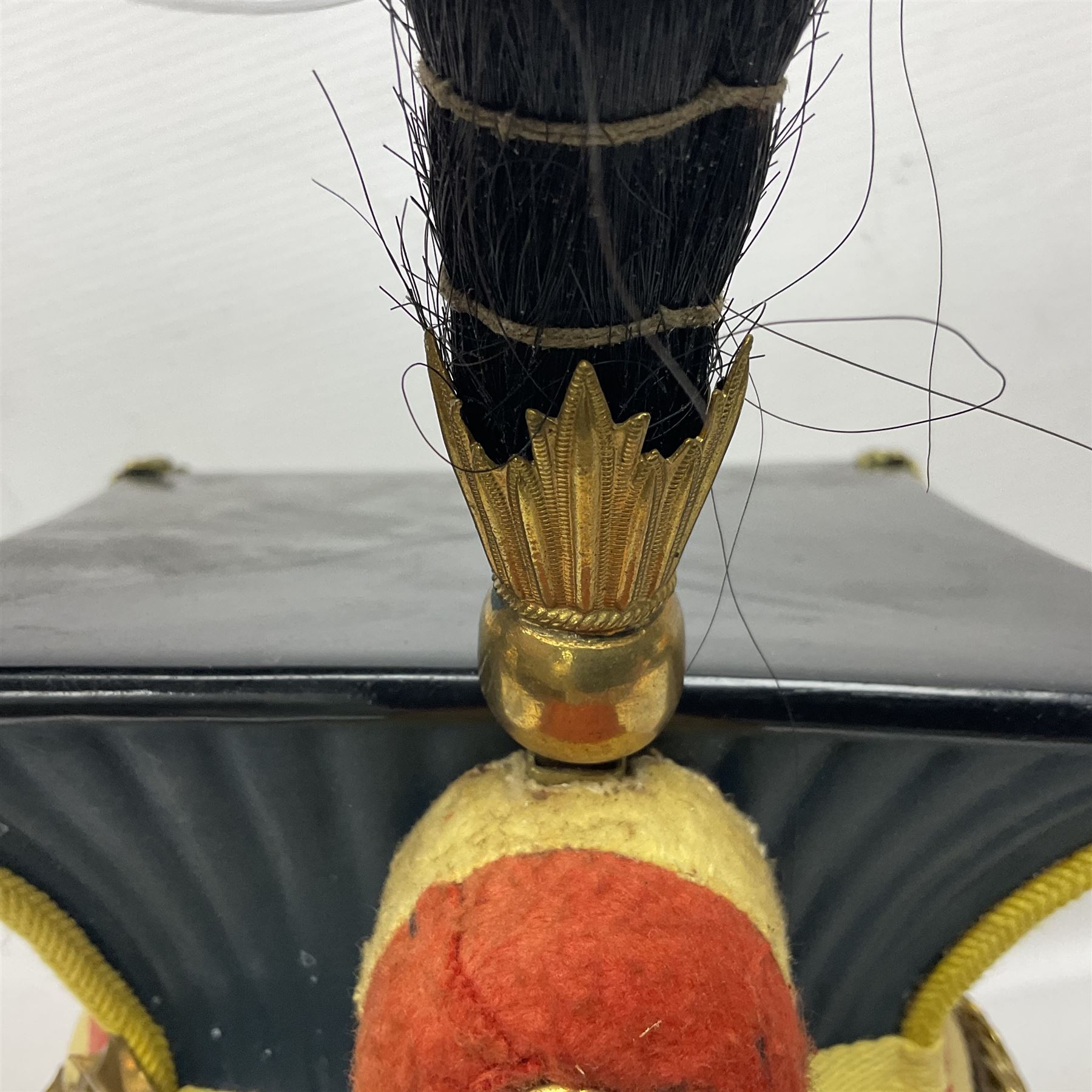 Lancers cap with original 19th century fittings for the 16th Lancers on a modern fibre glass shell with liner