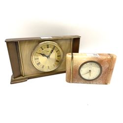 Mantel clocks comprising a Matamec H14cm, and a Westclox H10cm. 