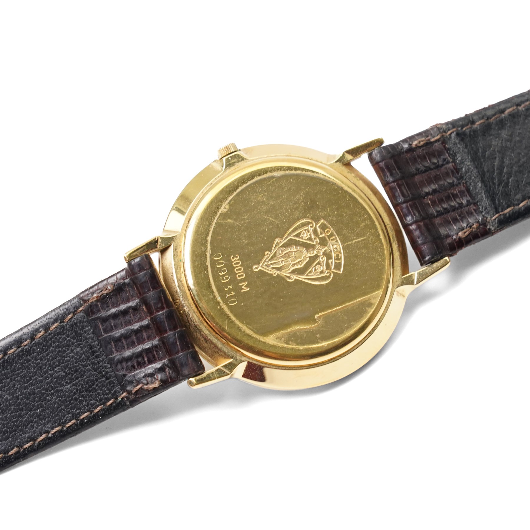 Gucci gold-plated wristwatch, Ref. 3000M, boxed