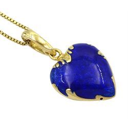 Victor Mayer for Faberge 18ct gold blue enamel heart shaped pendant, with applied gold four leaf clover decoration, limited edition No. 722/1000, on silver-gilt chain necklace, boxed