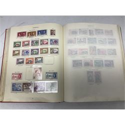 Single album collection of King George VI stamps, including Aden, Antigua, Ascension, Australia, Bahamas, Bahrain, Barbados, Basutoland, Bechuanaland, Bermuda, British Solomon Islands, Brunei, Burma, Cayman Islands, Dominica, Falkland Islands, Gambia, Gilbert and Ellice Islands, Gold Coast, Great Britain 1939-48 set to one pound including ten shilling dark blue, Grenada, Hong Kong, India, Ireland, Jamaica, Leeward Islands, Malta, Mauritius, New Zealand etc