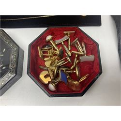 Costume jewellery including earrings, cufflinks, bracelets and necklaces, etc, and five wristwatches