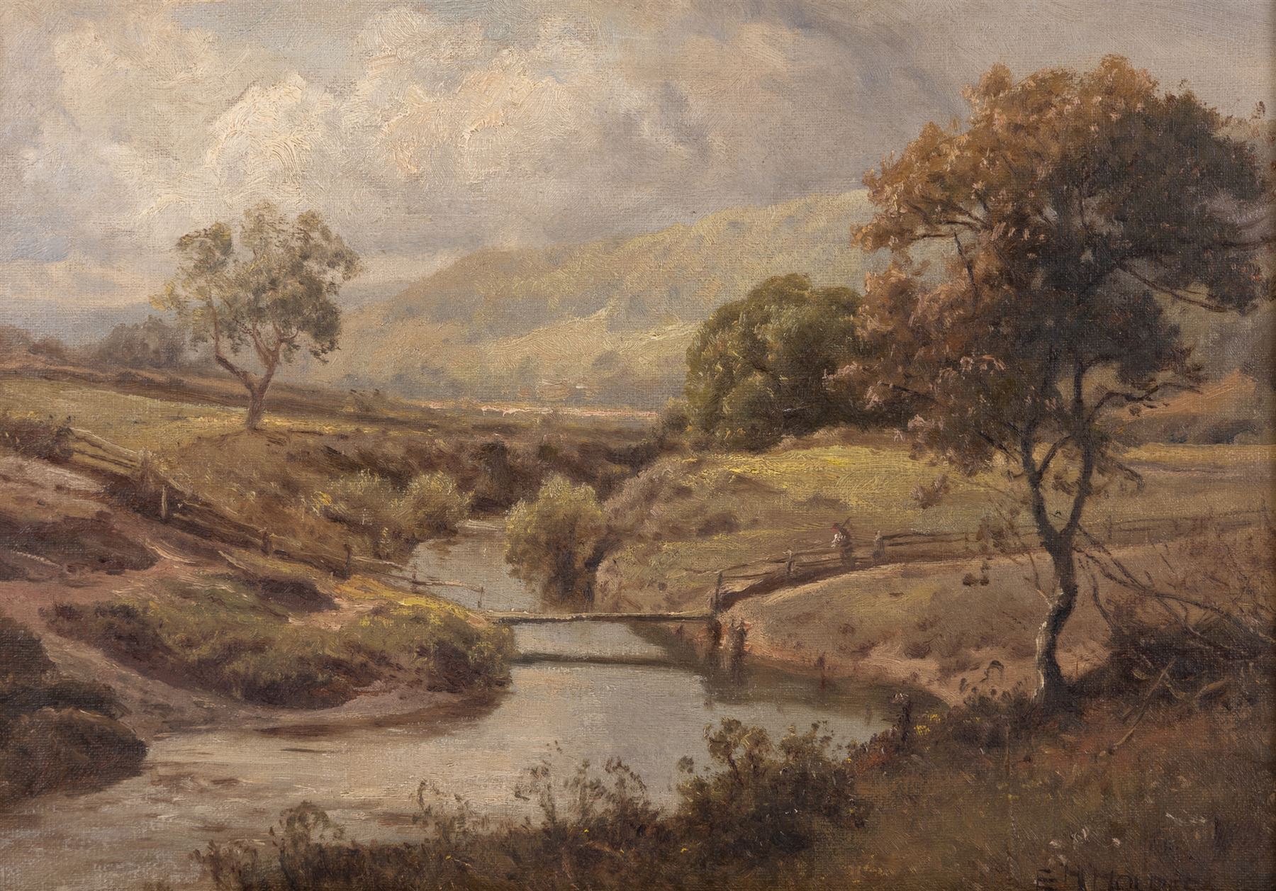 Edward Henry Holder (British c1848-1922): River Derwent near Hackness, oil on canvas signed 23cm x 33cm