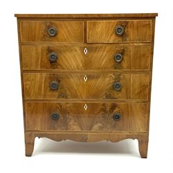 George III inlaid mahogany chest, fitted with five drawers