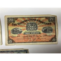 Glasgow, Clydesdale and North of Scotland Bank Limited one pound banknote 1st March 1952 ‘E312010’, The National Bank of Scotland Limited one pound 1st October 1954 ‘B/K 997-929’ and Edinburgh The British Linen Bank one pound 9th August 1955 ‘Y/2 026919’