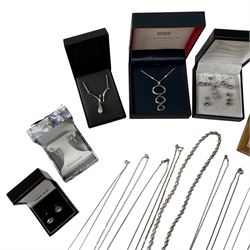 Stone set silver jewellery, including earrings, brooches, rings, necklaces and a some costume jewellery
