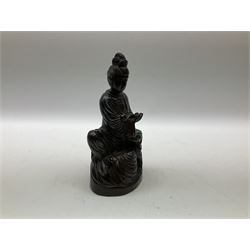 Carved hardwood Chinese figure, modelled as a seated buddha, H27.5cm 