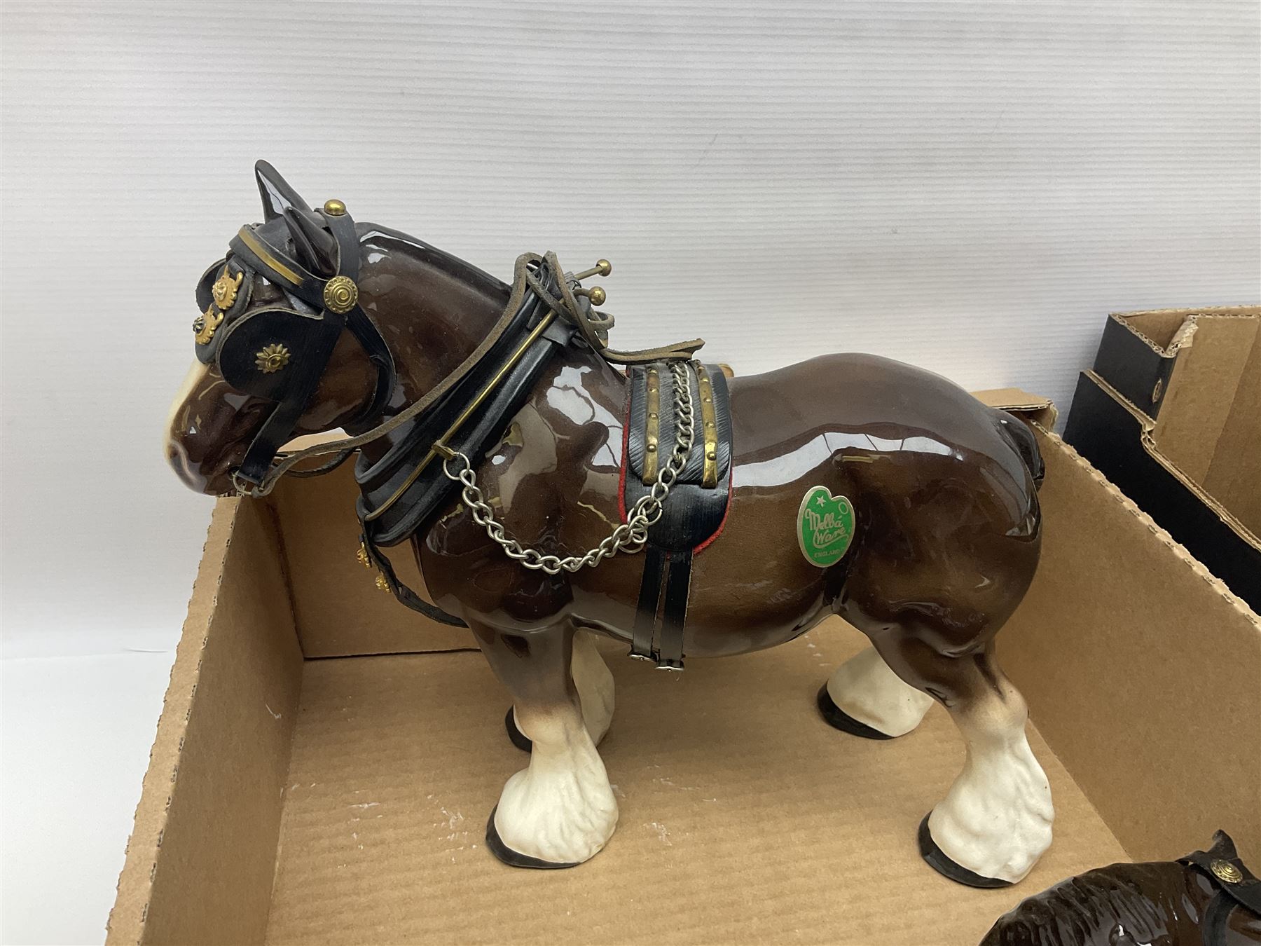 Melba ware shire horse and another similar shire, together with a collection of collectors plates, in four boxes