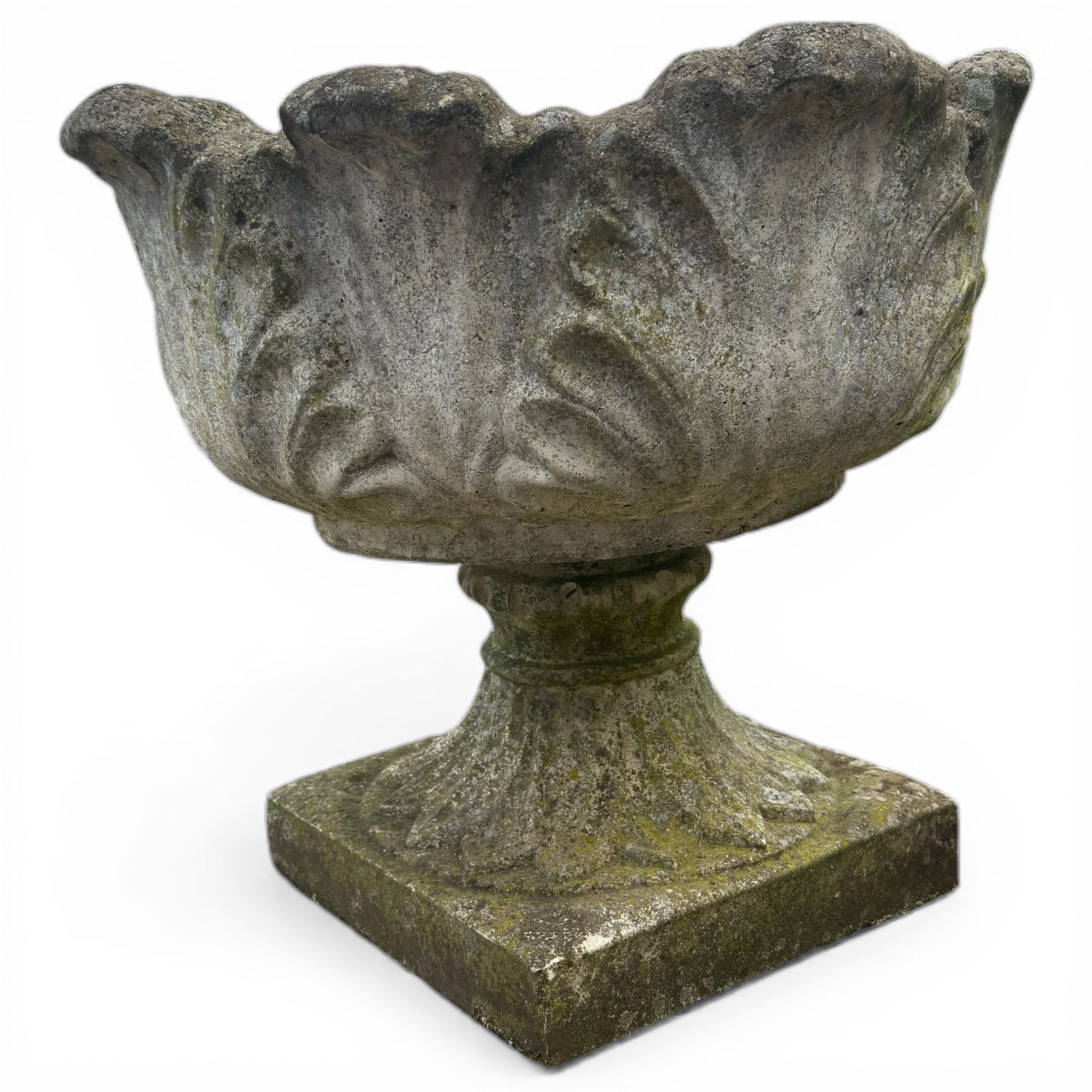 Cast stone ornate garden urn