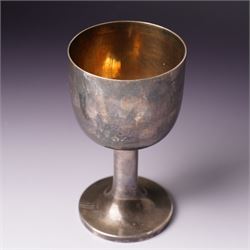 Silver goblet with tubular stem and circular foot H14cm London 1988 Maker Robert Welch
