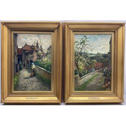 Arthur Blackburn (British 1853-1925): 'Bloomswell - Robin Hoods Bay', pair oils on board signed, titled on original frames 43cm x 28cm (2)