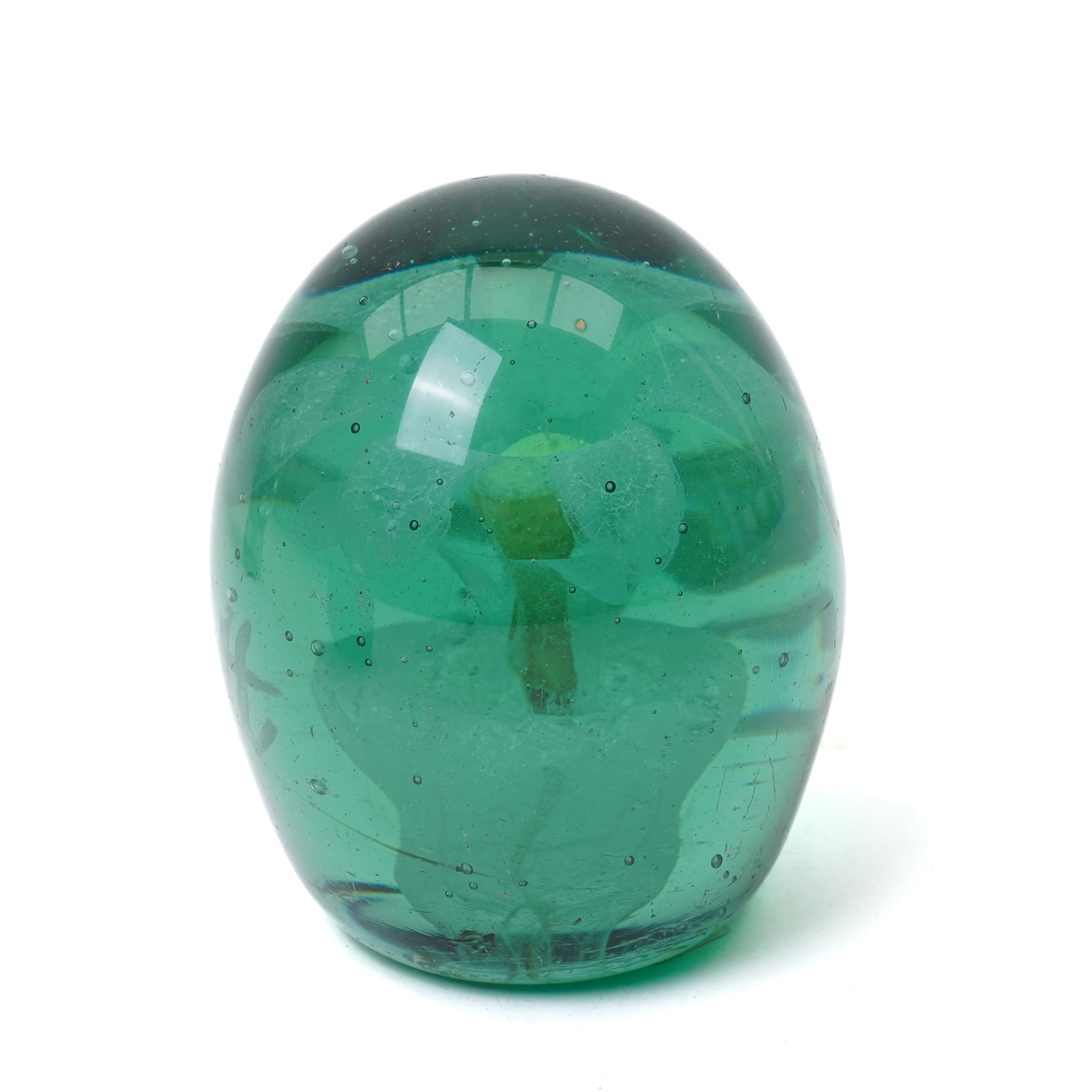 Three Victorian glass dumps, two with names 'Scott' and 'Aleck', one dated 1884, largest H13cm (3)