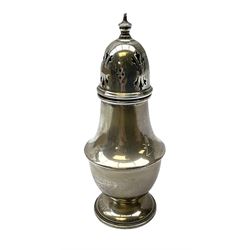20th century silver sugar caster, of typical baluster form, hallmarked Elkington & Co Ltd, Birmingham, approximate weight 62 grams