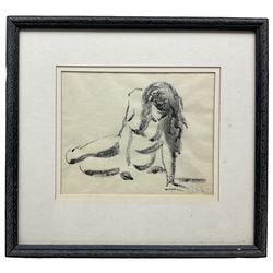 Rosanna Chittenden (British 20t century): 'Nude', brush and ink signed and dated '73, labelled verso 16cm x 20cm