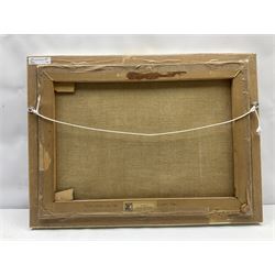 Felice Giordano (Italian 1880-1964): 'Small Harbour in Capri', oil on canvas signed 35cm x 49cm