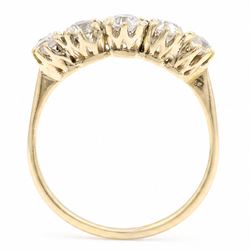 Early 20th century 15ct gold five stone diamond ring, set with five graduating old cut diamonds, total diamond weight approx 0.90 carat