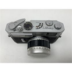 Canon 7 camera body, serial no. 807468, with 'Canon LTM/L39 50mm 1:1.2' lens, serial no. 39250
