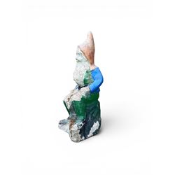 Early large scale composite stone garden gnome, original distressed paint