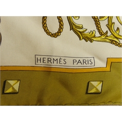  Hermes 'Les Cles' silk scarf with Key design, 86cm x 89cm   