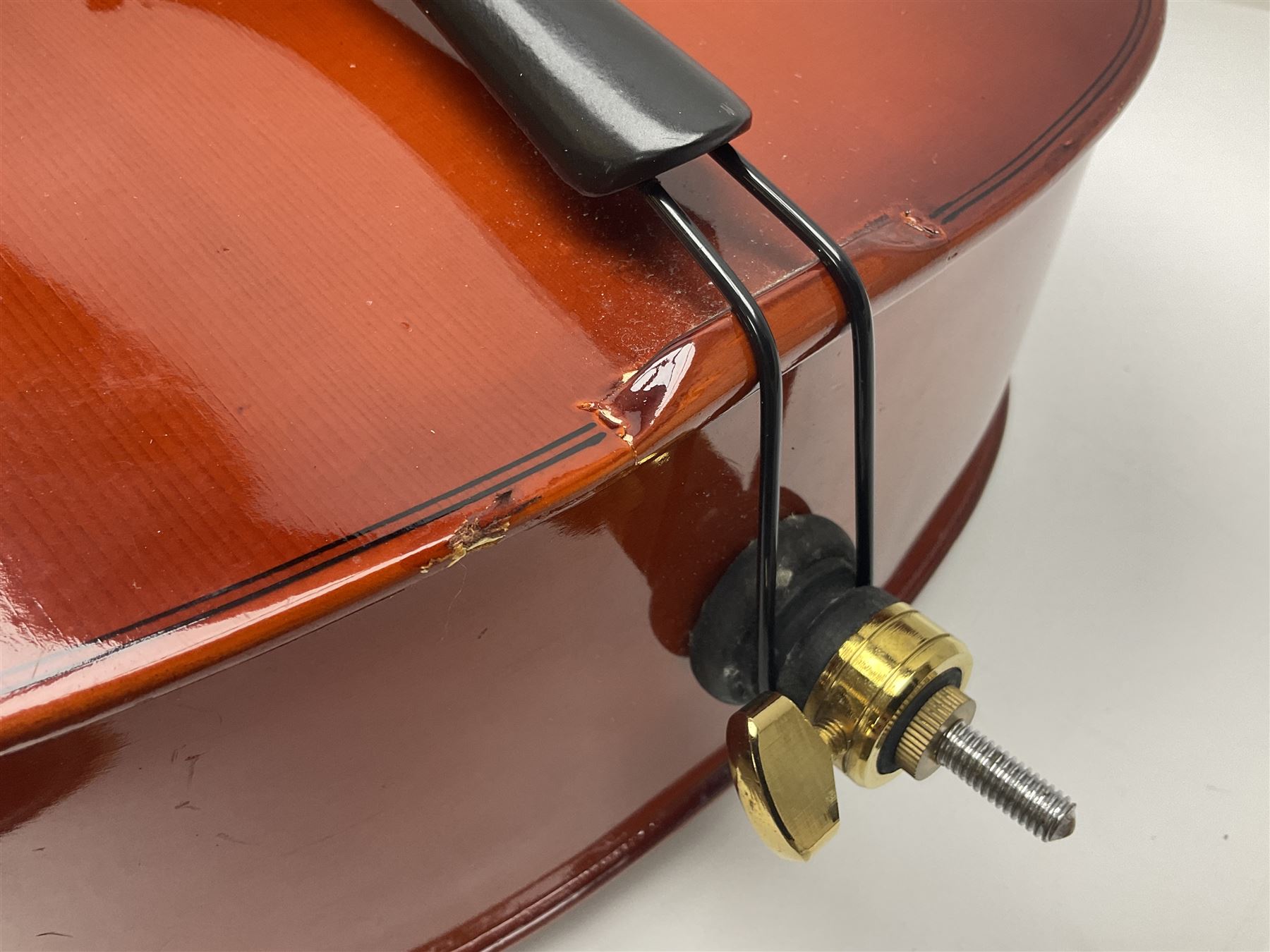 Gear4Music three-quarter sized cello with 70cm one-piece back and spruce top; bears maker's label; L112cm overall; in soft carrying case with Erich Steiner bow