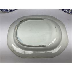 Minton Bombay pattern platter, together with Mason's meat platter, decorated with mythical beast, and two Cauldron Place Opaque China dishes 