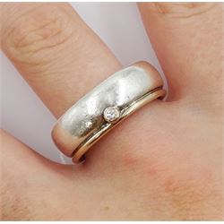 Boodles and Dunthorne 14ct gold and silver single stone bezel set round brilliant cut diamond ring, hallmarked B&D, London 1998