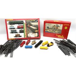 '00' gauge - Hornby Freightmaster train set with Class 31 A1A-A1A diesel locomotive No.D5572; Tri-ang RS24 train set (lacking locomotive); both boxed; three unboxed locomotives (one for spares or repair); four wagons; and quantity of track