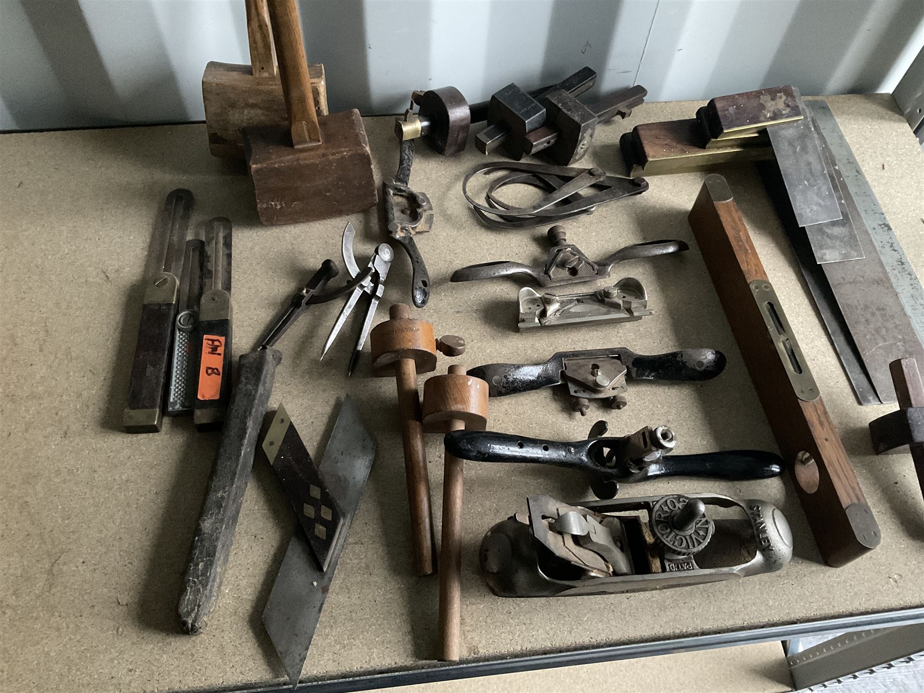 Selection of woodworking tools such as Stanley Victor No 20 compass plane, E.Preston & Sons spirit level, spokeshaves, carpenters squares and other - THIS LOT IS TO BE COLLECTED BY APPOINTMENT FROM DUGGLEBY STORAGE, GREAT HILL, EASTFIELD, SCARBOROUGH, YO11 3TX
