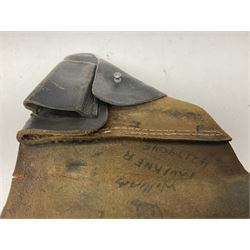 WW2 German P38 auto pistol leather holster with magazine pouch; marked P38 verso and CXB 4 H24cm
