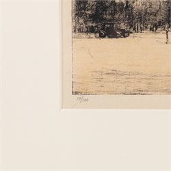 Luigi Kasimir (Austrian 1881-1962): Munich, etching signed in pencil 12.5cm x 19.5cm: Herbert Hampton (British 1862-1929): Westminster Abbey, etching signed in pencil 32cm x 23cm (2)