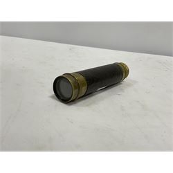 Brass three drawer telescope with leather bound barrel, fully extended L41cm