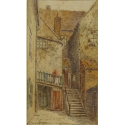 Arguments Yard Whitby, watercolour signed and dated by Arthur Ernest Maugham of Sheffield (exh. 1908) 16cm x 9cm  