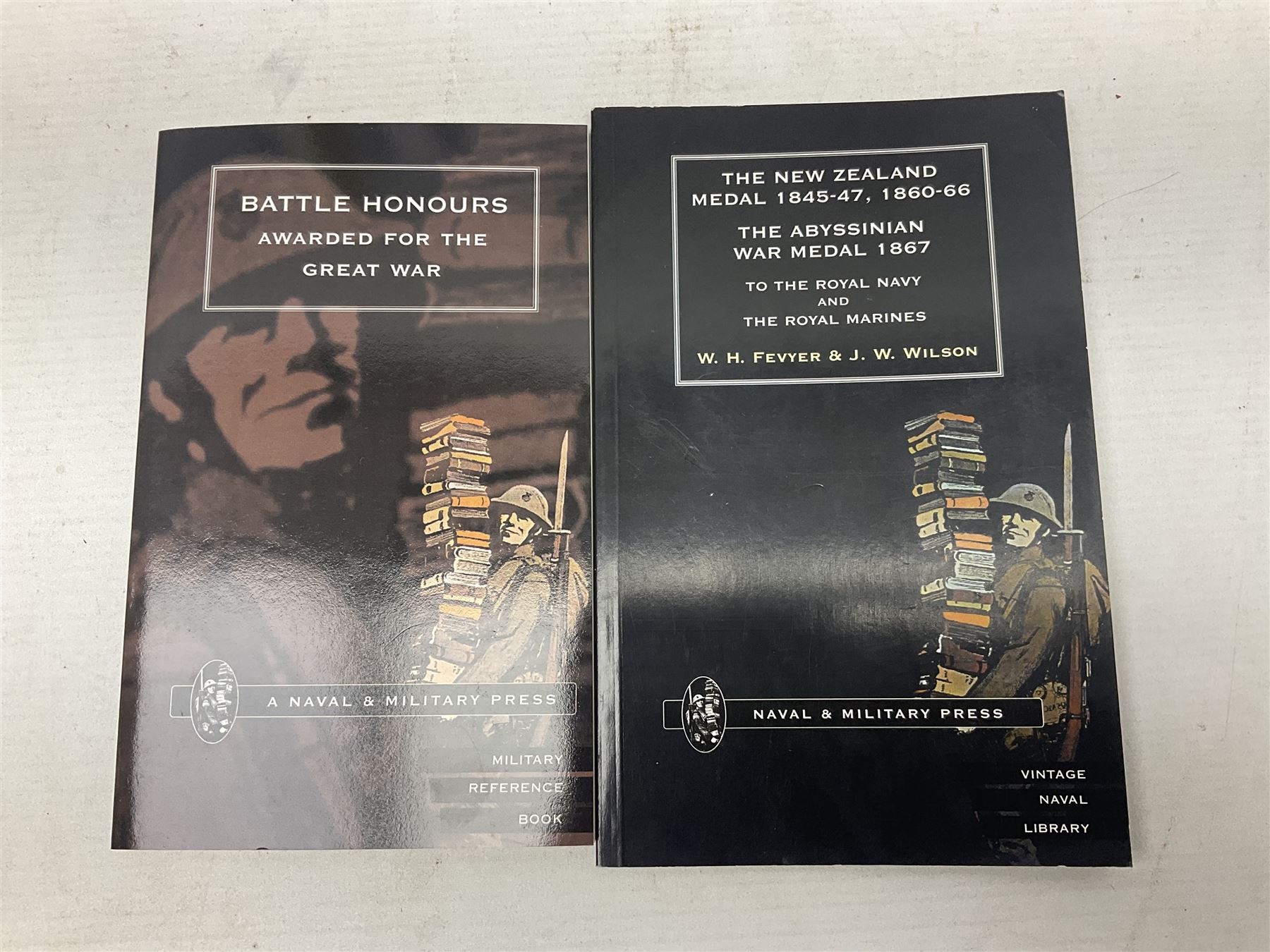 Seven Naval & Military Press medal reference books including Naval GSM 1793-1840, Africa GSM, QSA, New Zealand 1845-47 & 1860-66 with Abyssinian 1867, Hart's Annual Army List 1840 etc; together with Fevyer & Wilson: China War Medal 1900; Fevyer: DSM 1914-1920 & 1939-1946; and Ian McInnes: The Meritorious Service Medal (11)
